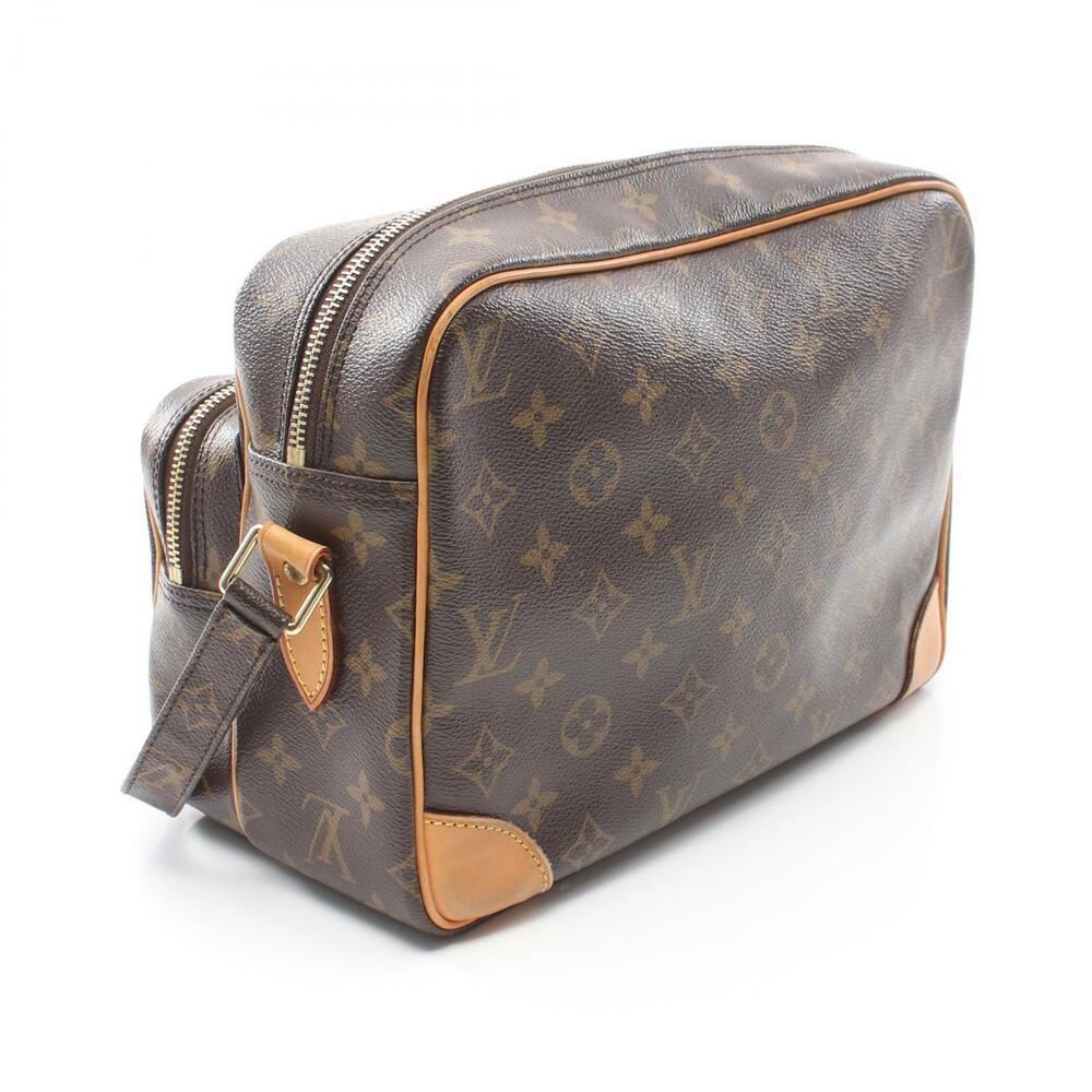 Louis Vuitton Nile Leather Brown Canvas Shoulder Bag Monogram